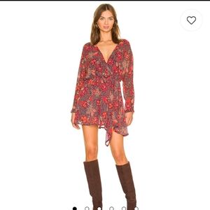 Free People Teegan Mini Dress In Peach Combo